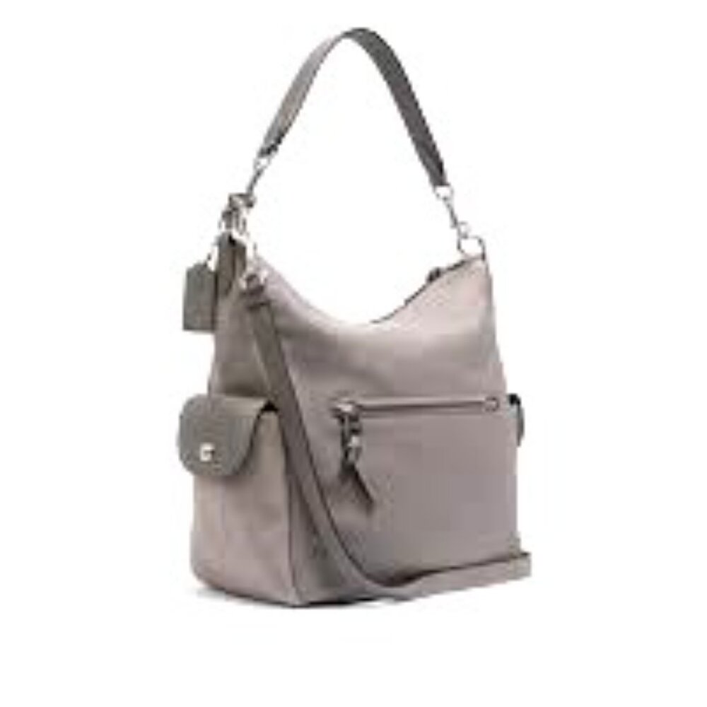 Authentic Coach Soft Dove Gray Leather & Suede Pennie Shoulder Bag C1522 EUC